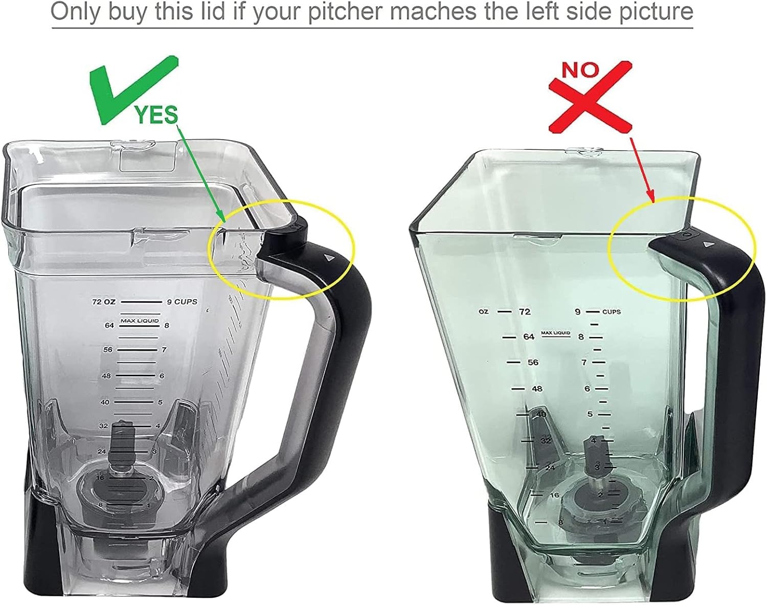 Replacement Locking Lid for Ninja 72oz XL Pitcher Auto-iQ BL640 BL641 BL642 BL642W BL642W1 BL642Z BL680 BL680A BL681A BL682 BN701 BN751 BN801 BL910 BN642 Blender