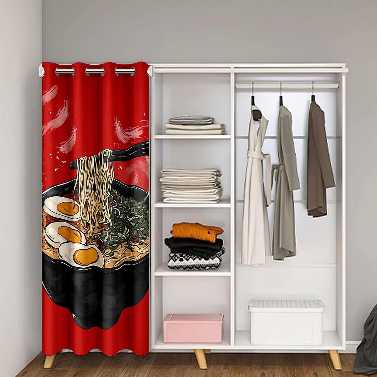 Feelyou Japanese Ramen Doorway Curtain Privacy 1 Panel, 52"x80" Japan Traditional Style Food Door Cover Curtain Japanese Style 30%-50% Room Darkening Blackout Curtain Food Theme Pattern Door Curtain