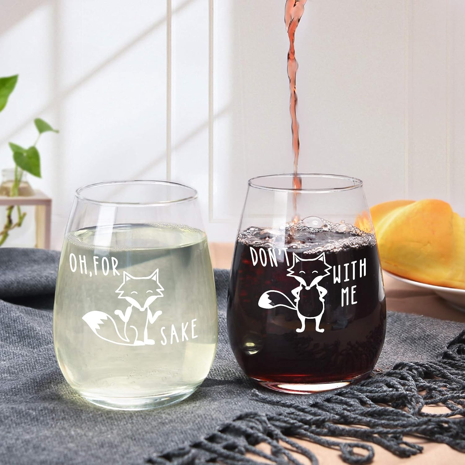 Exclusive Discount 90% Price Infoxicated, Zero Fox Given, Oh for Fox Sake, Don't Fox with Me, Funny Fox Series Stemless Wine Glasses for Women Men Her Him Friends, Set of 4 Fox Themed Wine Gift for Birthday Party Christmas, 15Oz