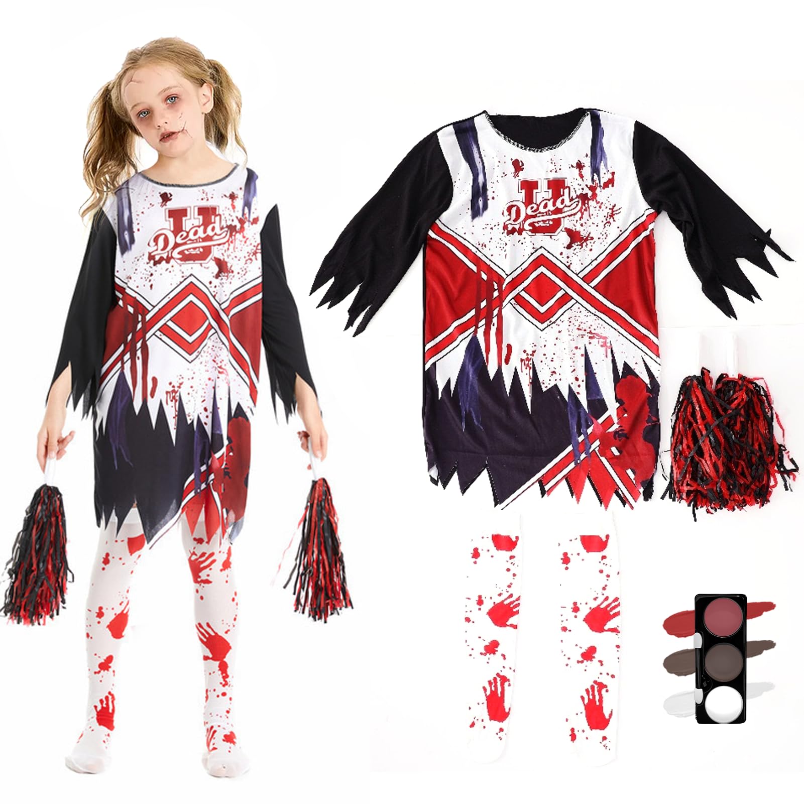 Lspoer Vestito da cheerleader per ragazze, con pompon e pompon, costume da cheerleader, per feste in maschera, rosa, per 3-12 anni, rosa, 5-6 Years