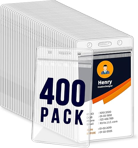 Miniatura 9 de Paquete de 60 soportes para tarjetas de identificación, soporte vertical para tarjetas de identificación de 2.25 x 3.5 pulgadas, transparente para