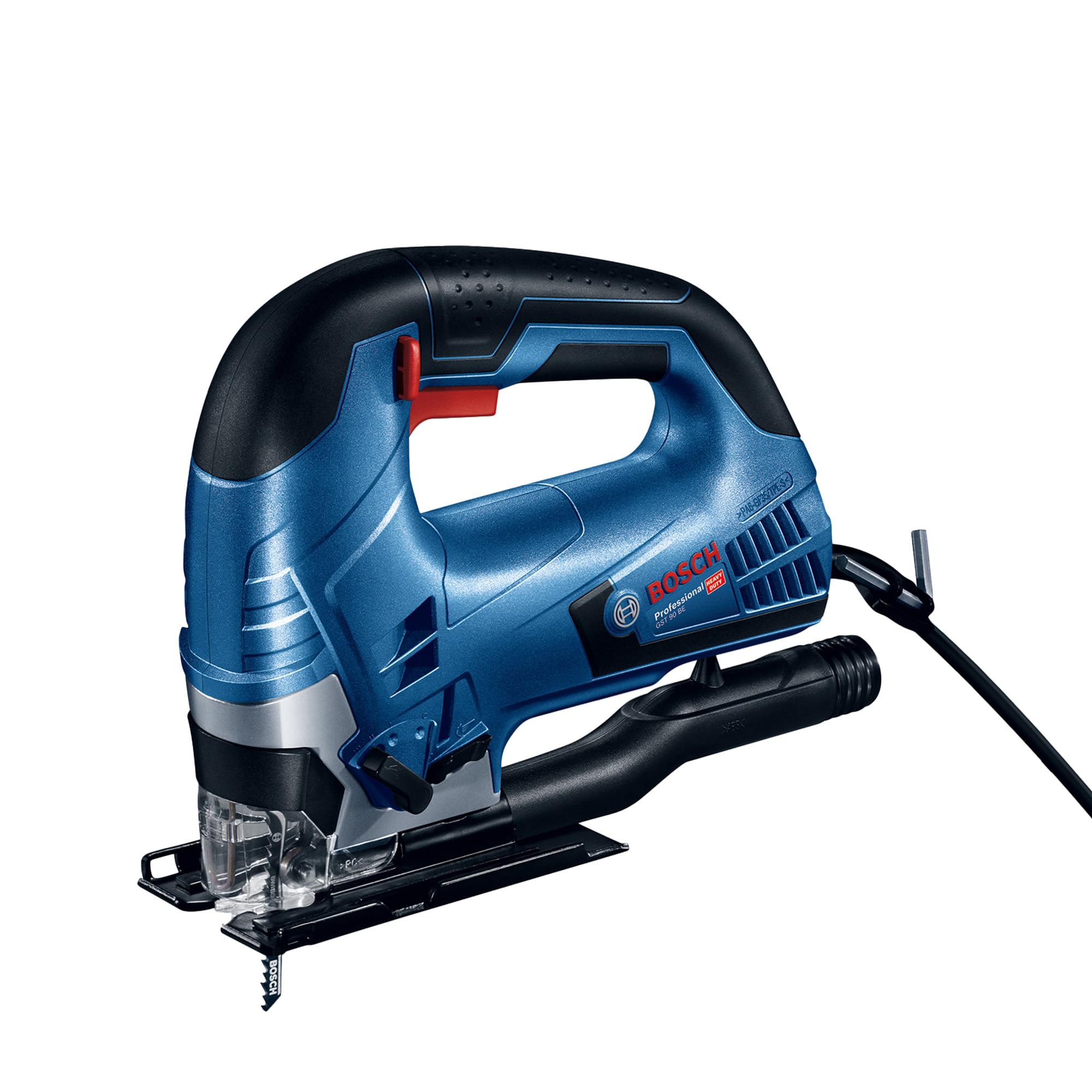 Bosch Professional Jigsaw GST 90 BE (650 watts, incl. dust Extraction Set, Hex Key WAF 5, Anti-Splinter Guard, 3 x Jigsaw Blade T 144 DP, Precision for Wood, Carrying case)