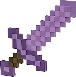 Minecraft Toy Weapon, Enchanted Purple Sword Costume Accessory, Plastic Video Game Inspired Toy Replica, 20.25 Inch Length