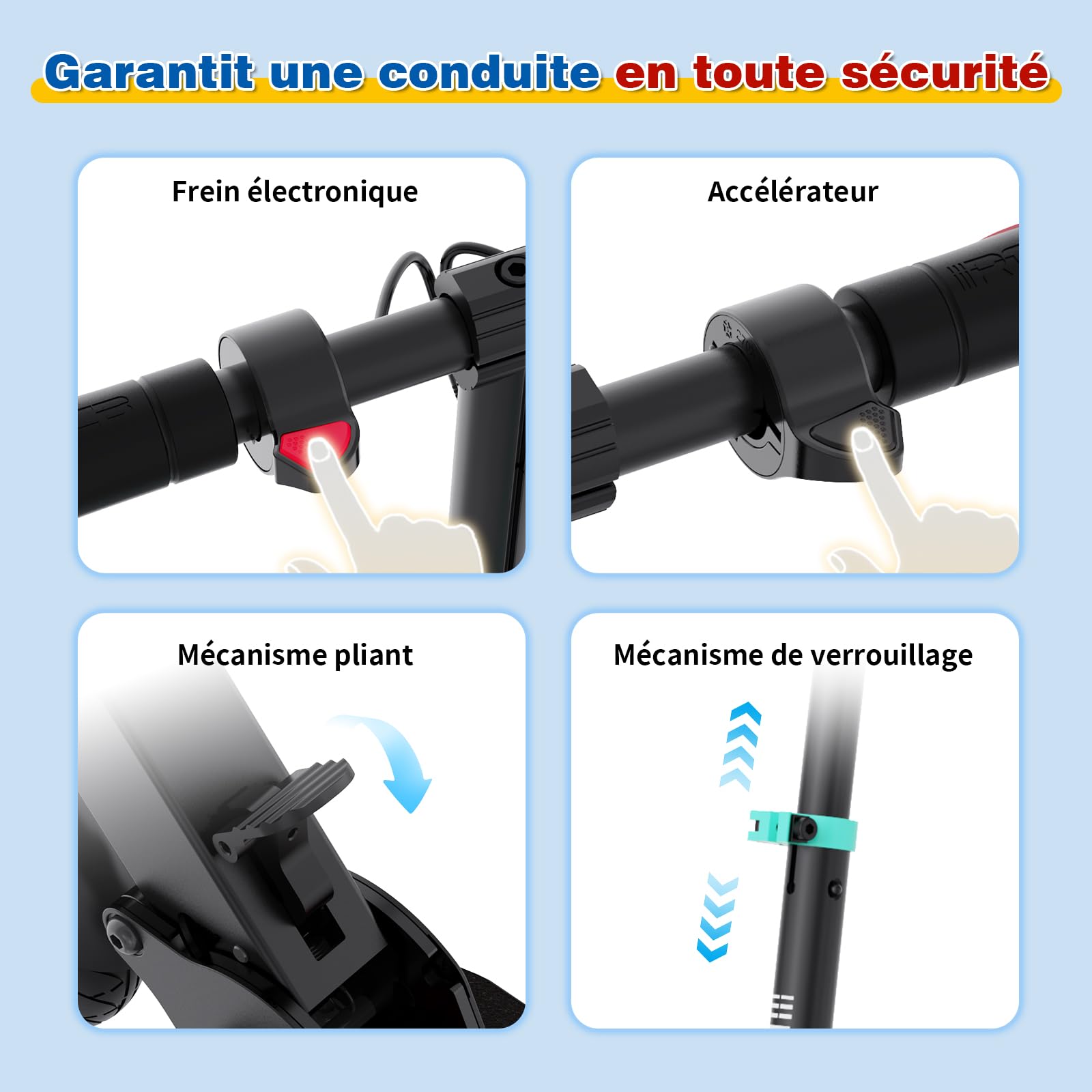 RCB TECH Trottinette Electrique Enfants (8-12-16 Ans) - Trottinette électrique Pliable pour Enfants - Autonomie Max 16 KM - Max 20 KM/H - Cadeau pour Enfant & Adolescents
