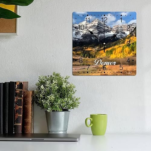 Miniatura 3 de Reloj de pared colgante de PVC Denver Reloj de pared con paisaje de ciudad, decoración de pared de 10 pulgadas, cuadrado de Parque Nacional,
