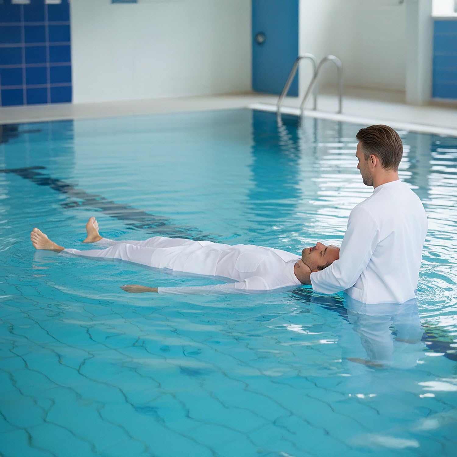 Sport-Thieme Schwimmanzug für Rettungsschwimmen | Ideal für Ausbildungsgruppen | Hose mit Gürtel oder Trägern | Weiß | Ohne Applikationen