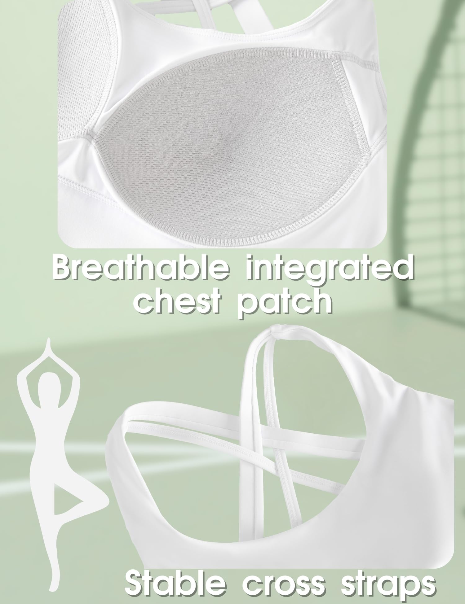 Sports Bras for Women, High Impact Push Up Criss Cross Back Padded Strappy Workout Running Sports Yoga Bras for Large Bust