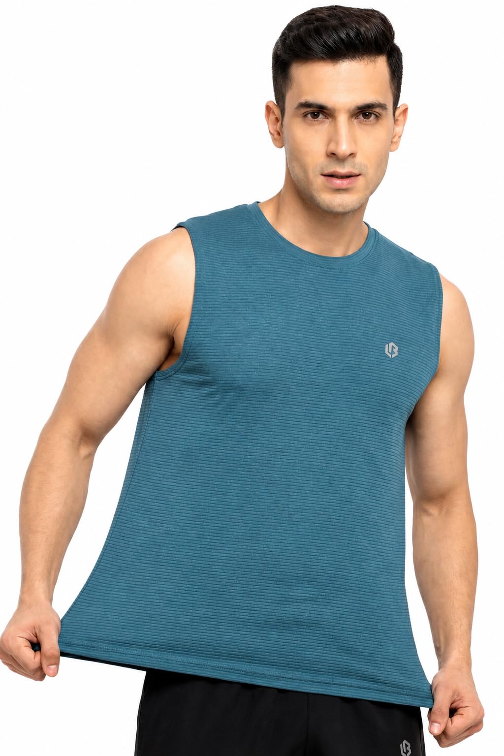 Men's Gym Vest Singlet Sleeveless | Black | 75% Nylon 25% Spandex Jacquard Breathable Workout Tank Top | Quick Dry Sports Vest for Gym, Running, Training-image-14