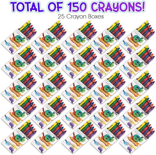 Miniatura 2 de ArtCreativity Bulk Crayon Packs, 25 Sets of 6 Packs of Crayons (150ct), Classroom Crayons for Students, Non-Toxic Crayon Party Favors for Kids, Arts