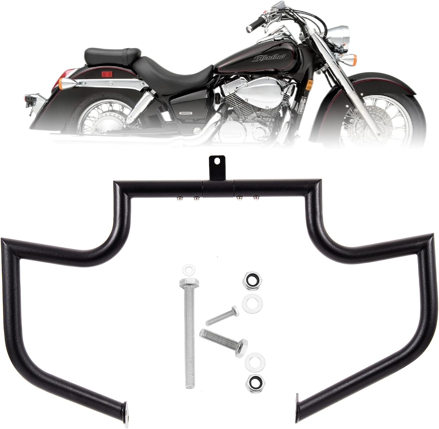 Kinglemc Crash Bar Engine Guard Highway Bar for Honda 750 VT750 VT750C VT400 Shadow Aero Phantom Spirit (Black)
