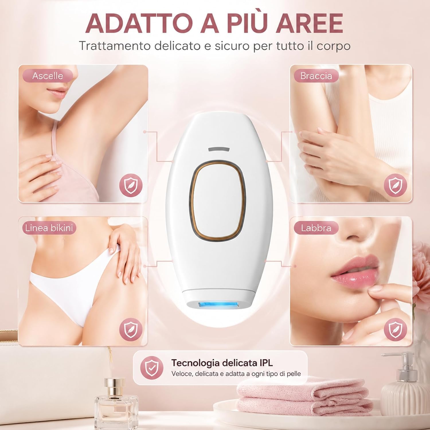 Solippy Luce Pulsata,Depilatore Laser Professionale Per Uso Domestico, Facile Da Usare, Adatto A Viso E Corpo (Bianco)