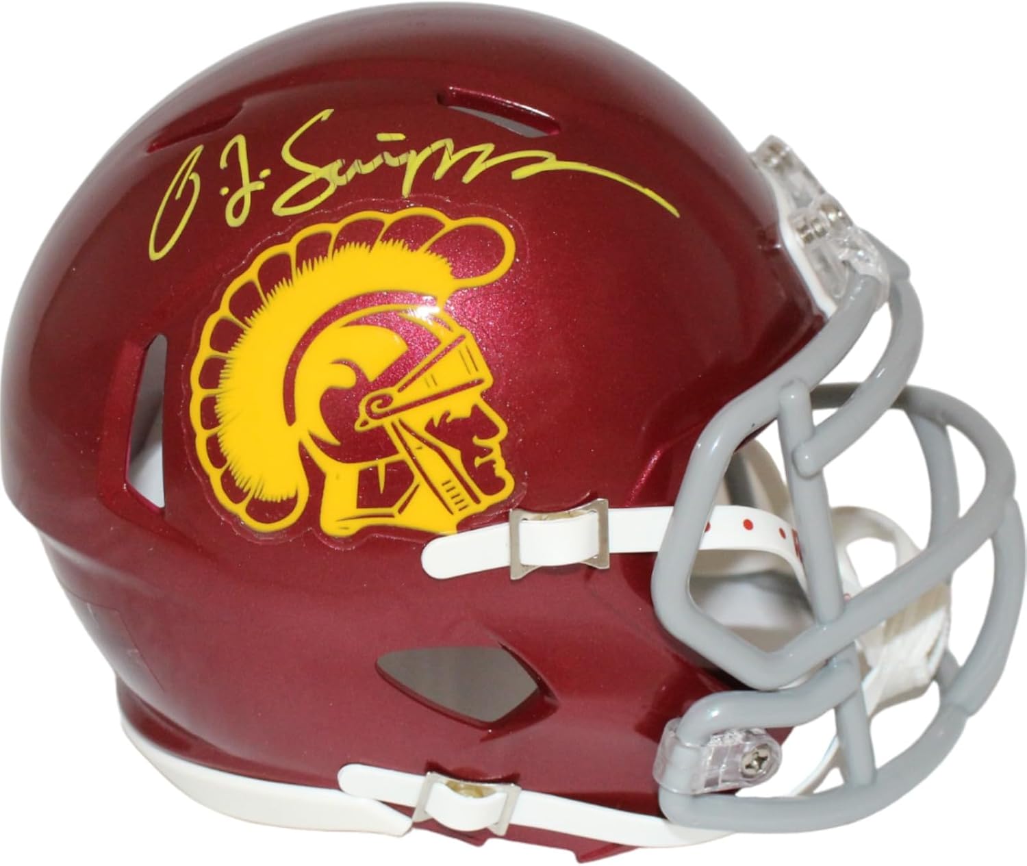 O.J. Simpson Autographed/Signed USC Trojans Mini Helmet Beckett