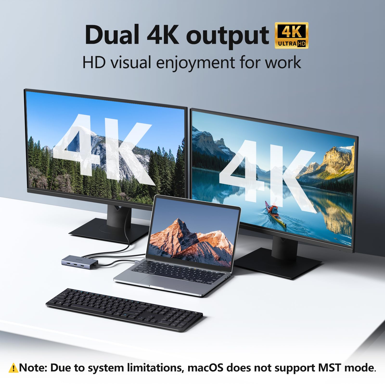 Melelink - Docking station USB C, adattatore per monitor Dual HDMI, hub USB C 3 monitor con 2 HDMI 4K, display 8K, VGA, PD da 100 W, porte USB C&A, docking station 9 in 1 per computer portatile Dell