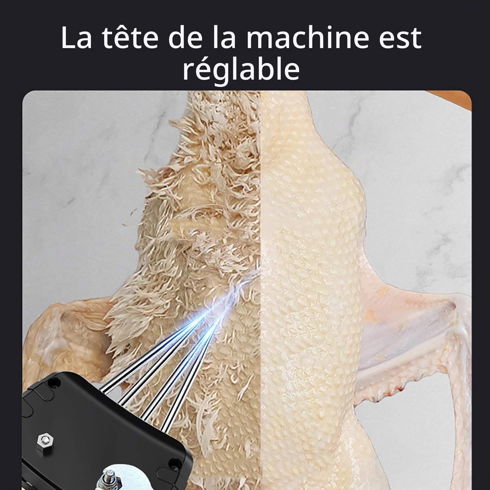 MObyat Plumeuse Électrique Rapide pour Volailles, Plumeuse Portative, Tête Conique Ajustable, Étanche, Épilation sur 4 Axes, Double Alimentation, pour Oies, Poulets Et Canards