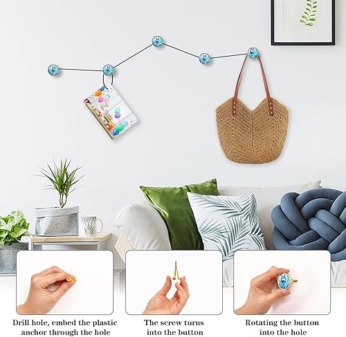 Miniatura 4 de Paquete de 4 perillas redondas para gabinete de lobo atrapasueños de 1-1/4 pulgadas (1.260 in), tiradores de cajones de tocador de cocina, manijas