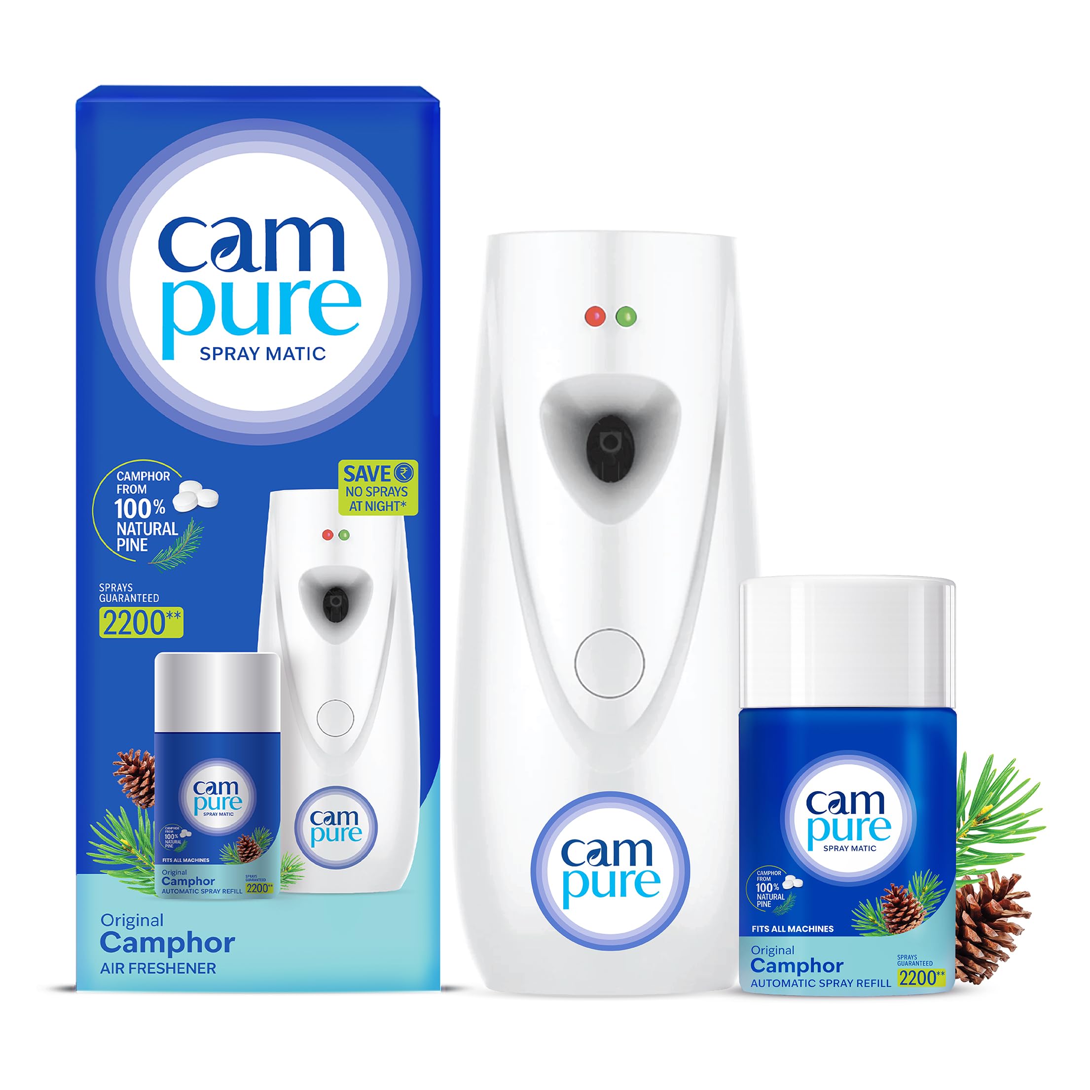 CamPure Automatic Freshener Machine + Refill (225 ml)|Original Camphor Air Purifier | Refreshing Fragrance For Home, Bathroom & Office | Air Freshener Kit | 2200 Sprays Guaranteed | Last upto 60 Days-picture-16