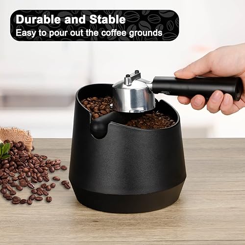 Miniatura 19 de HOMEE Espresso Knock Box Contenedor de café molido con barra extraíble, cubo de basura de espresso con base antideslizante, accesorios de espresso