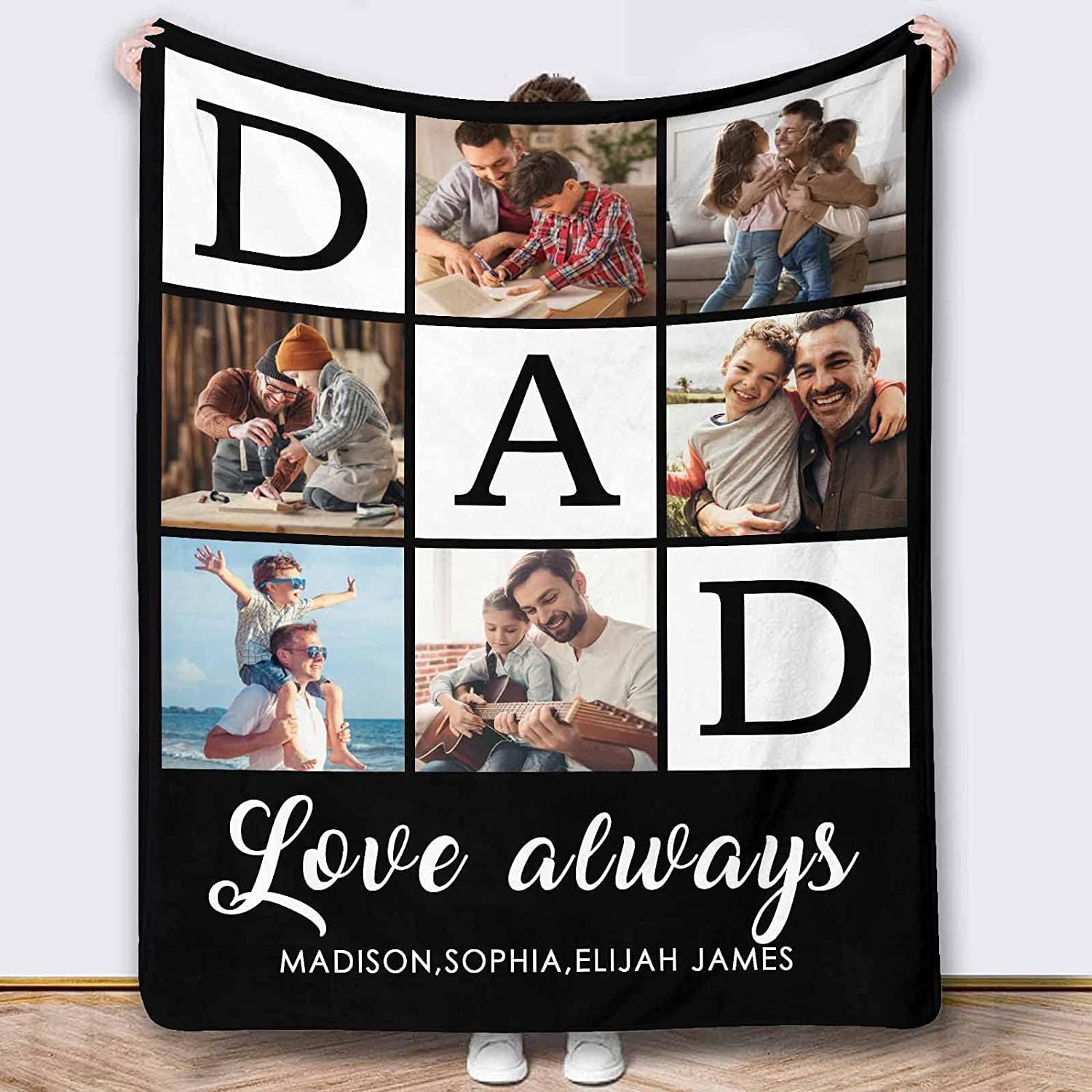Dr.TOUGH Personalized Fathers Day Blanket Gifts, Custom Blankets with Photos Text, Personalized Blanket with Photo, Personalized Gifts for Dad from Daughter Son Wife, Birthday
