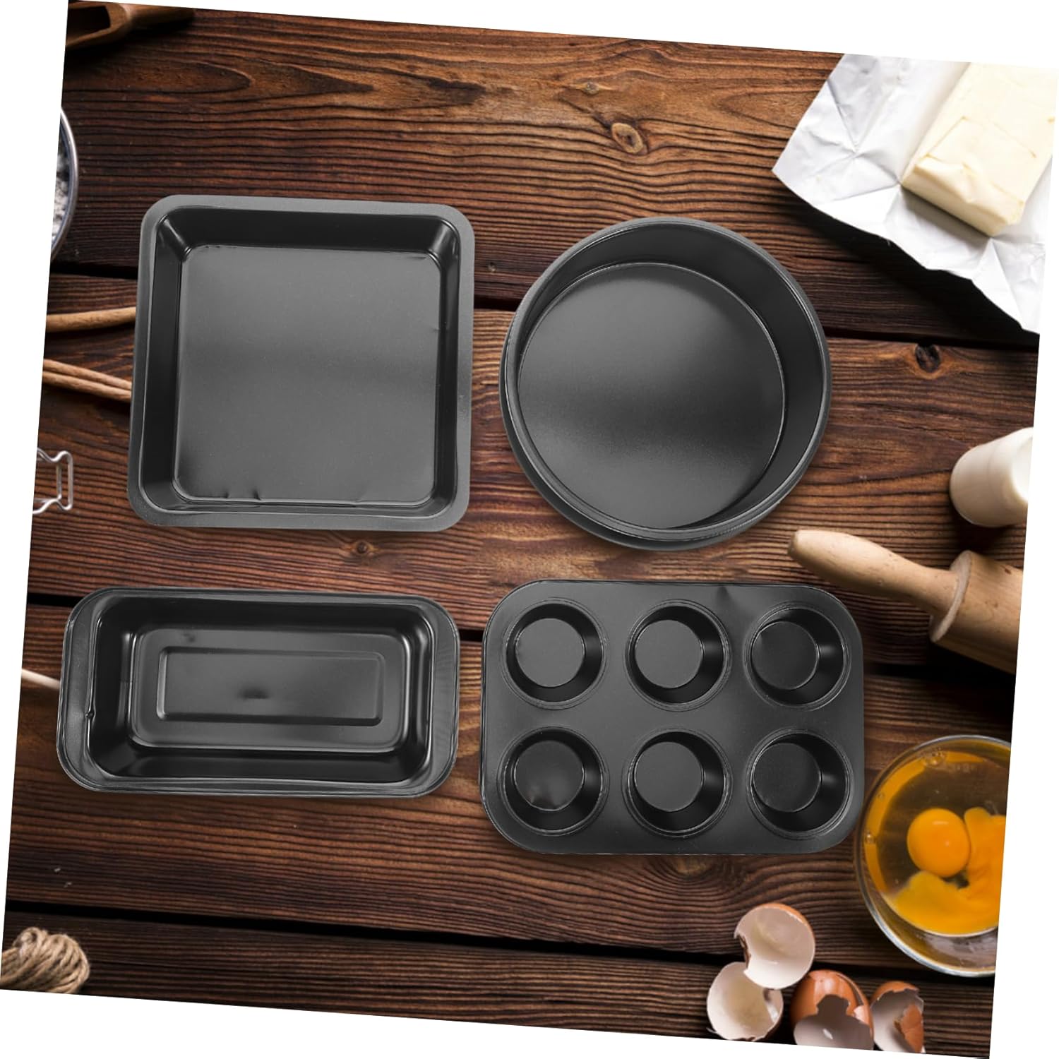 5pcs Non Stick Baking Set Oven Tray Muffin Cake Pans Loaf Pan Carbon Steel Bakeware Set Essential Baking Tools