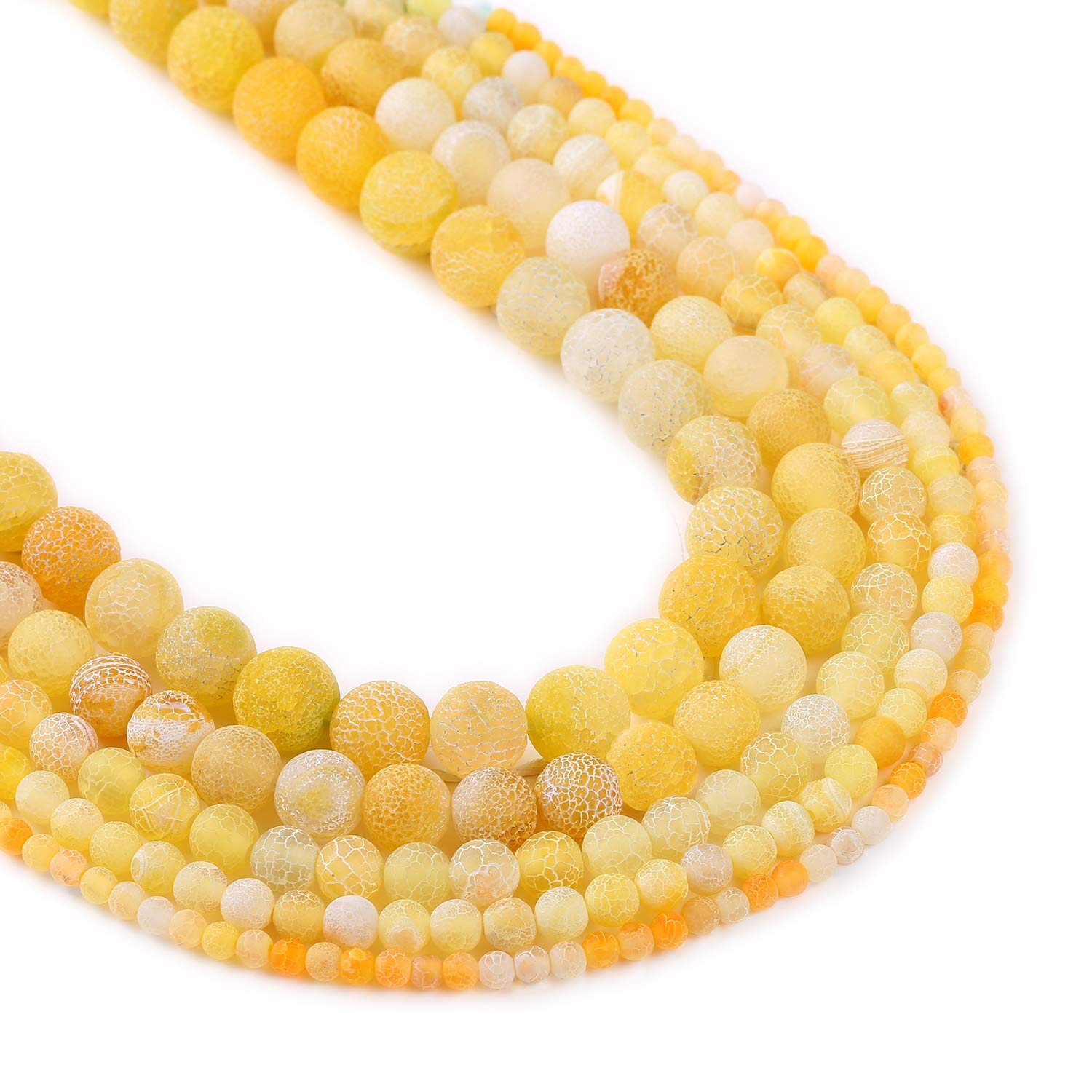 12mm Round Crackle Agate Beads Wholesale Gemstones Yellow Beads 15" Full Strand