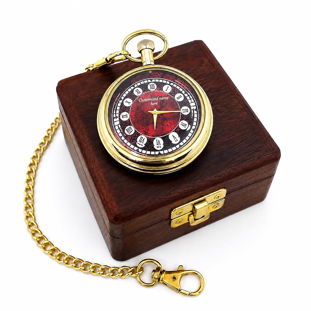 M.A & SONS Personalized Brass Pocket Watch Fully Customized Watch Chain and Wooden Box, Gandhi Watch Customized Engraved Special Gift for Dad, Husband Groomsmen, Anniversary Men/Women Best Gift-image-18