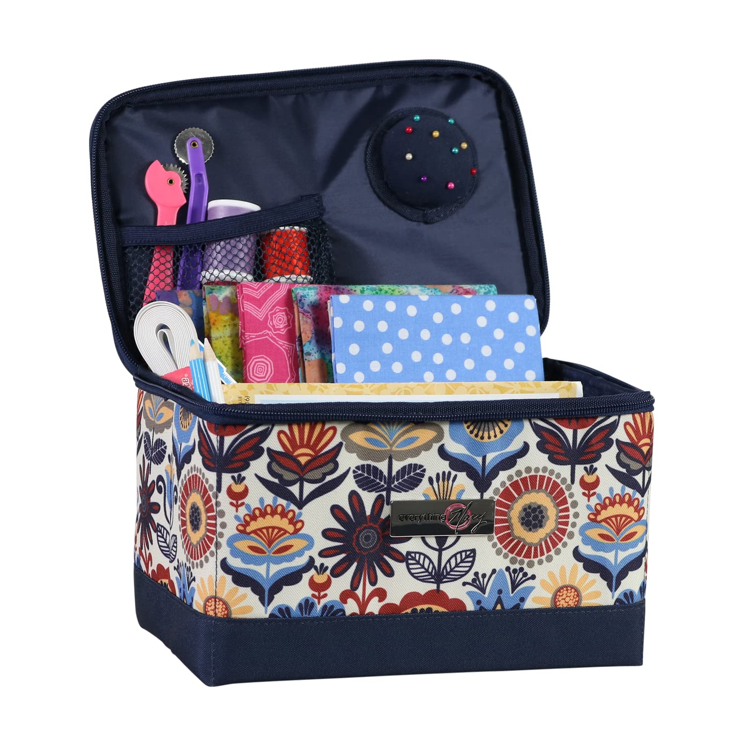 Everything Mary Sewing Case Navy with Multi floral Print EVM12861-2