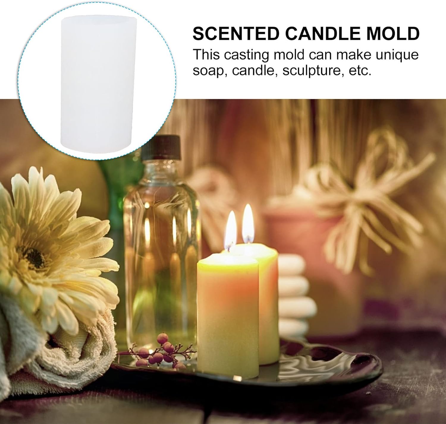 Cylinder Candle Molds Geometric Silicone Casting Epoxy Resin Molds for Making Candles Soaps Flower Specimen Craft Supplies