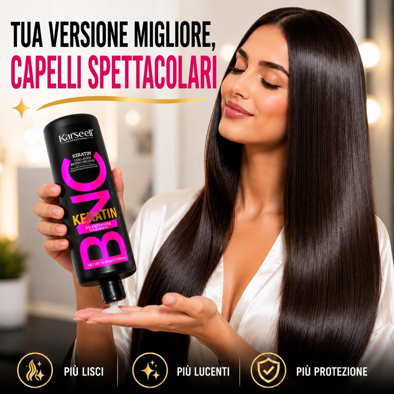 Karseell MACA CARE SYSTEM Cheratina Lisciante Senza Formaldeide Trattamento Brasiliano Professionale 20 Settimane Collagene Biotina Olio di Argan Idratazione Anticrespo Capelli Secchi Danneggiati