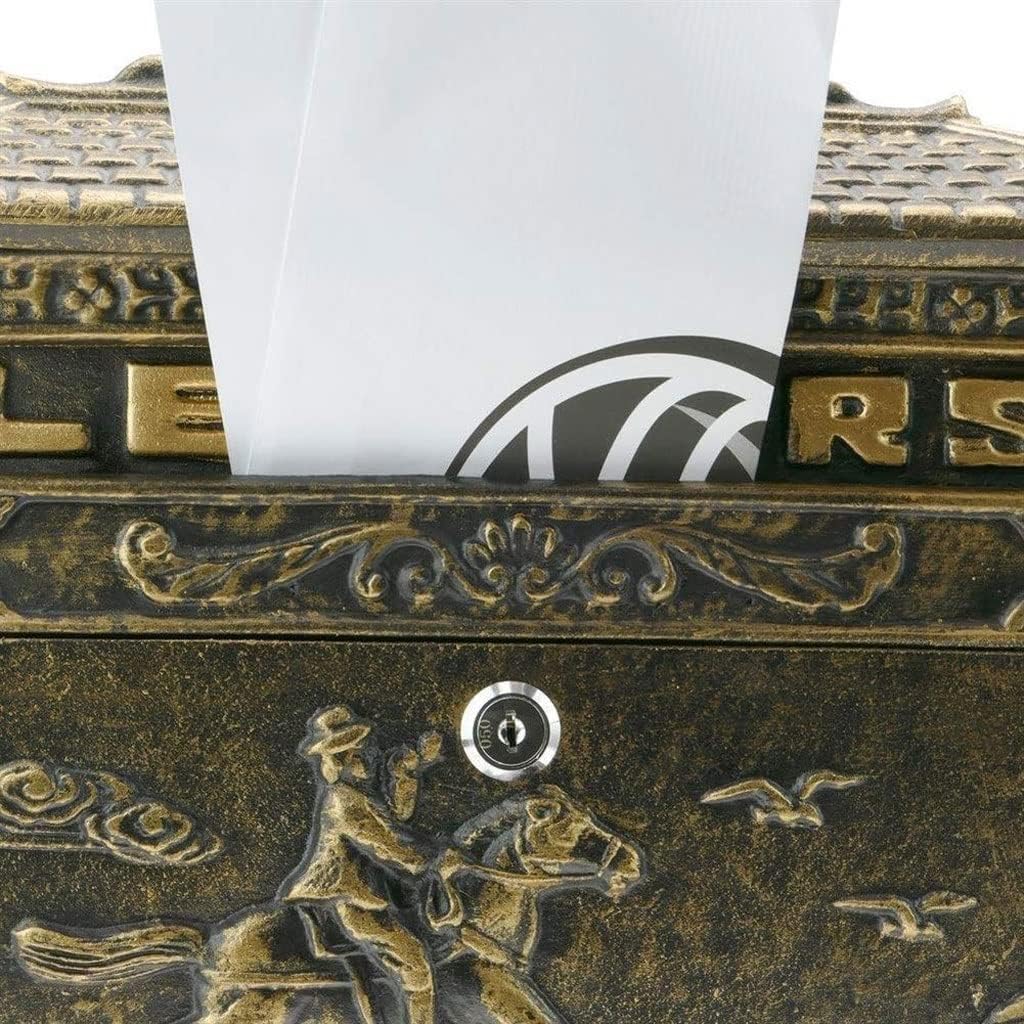 HBJWOV Designer Locking Medium Capacity Galvanized Steel Venetian Bronze, Wall-Mount Mailbox,