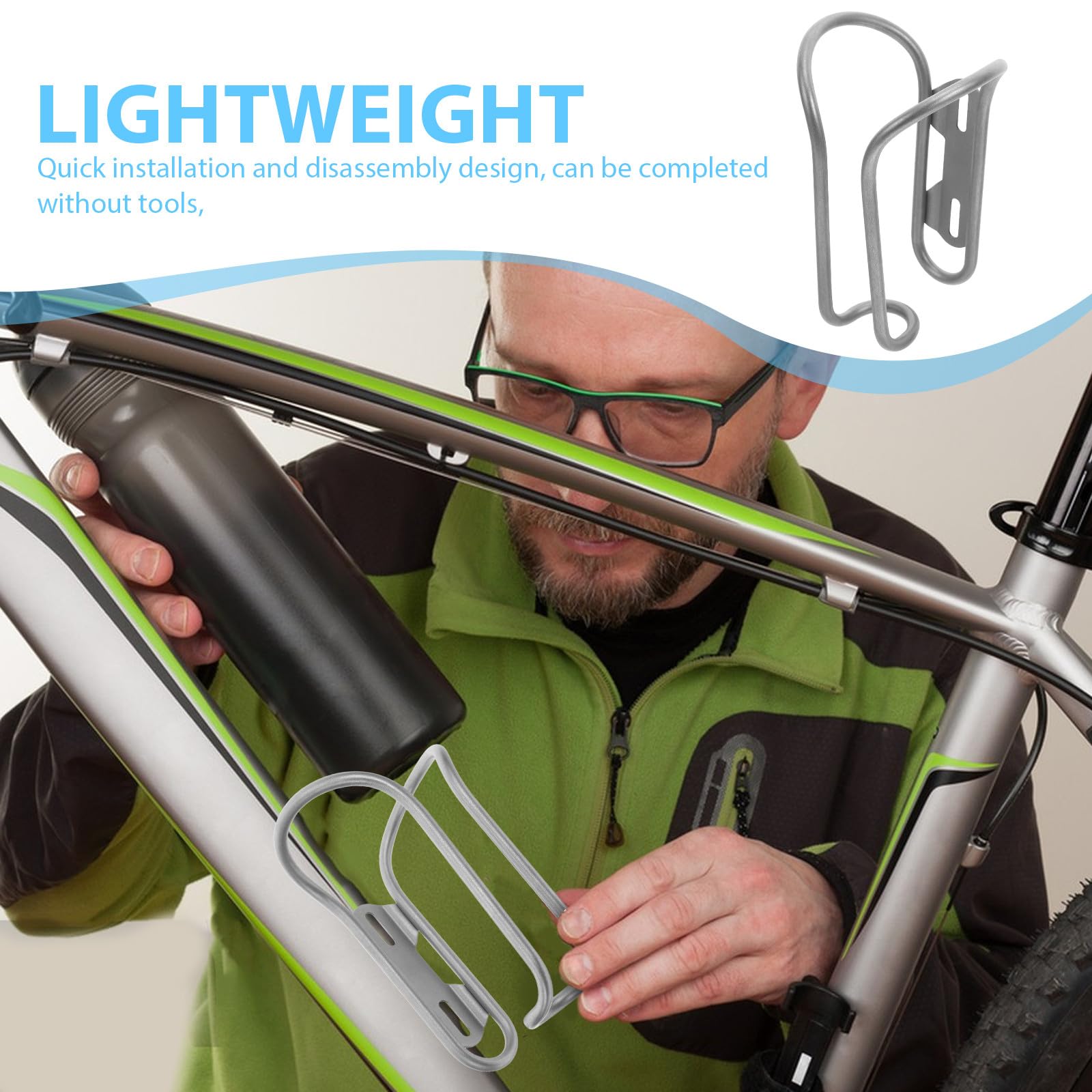 Toyvian Portaborraccia in Lega Di Titanio Per Bicicletta Per Mountain Bike e Ciclismo Su Strada Supporto Stabile Per Bottiglie Di Varie Dimensioni Installazione Rapida Senza Strumenti