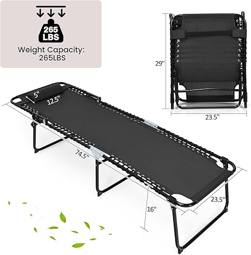 Miniatura 9 de S AFSTAR Safstar - Sillas de descanso para exteriores, tumbona plegable con reposacabezas de 4 posiciones y reposapiés de 2 posiciones, silla de