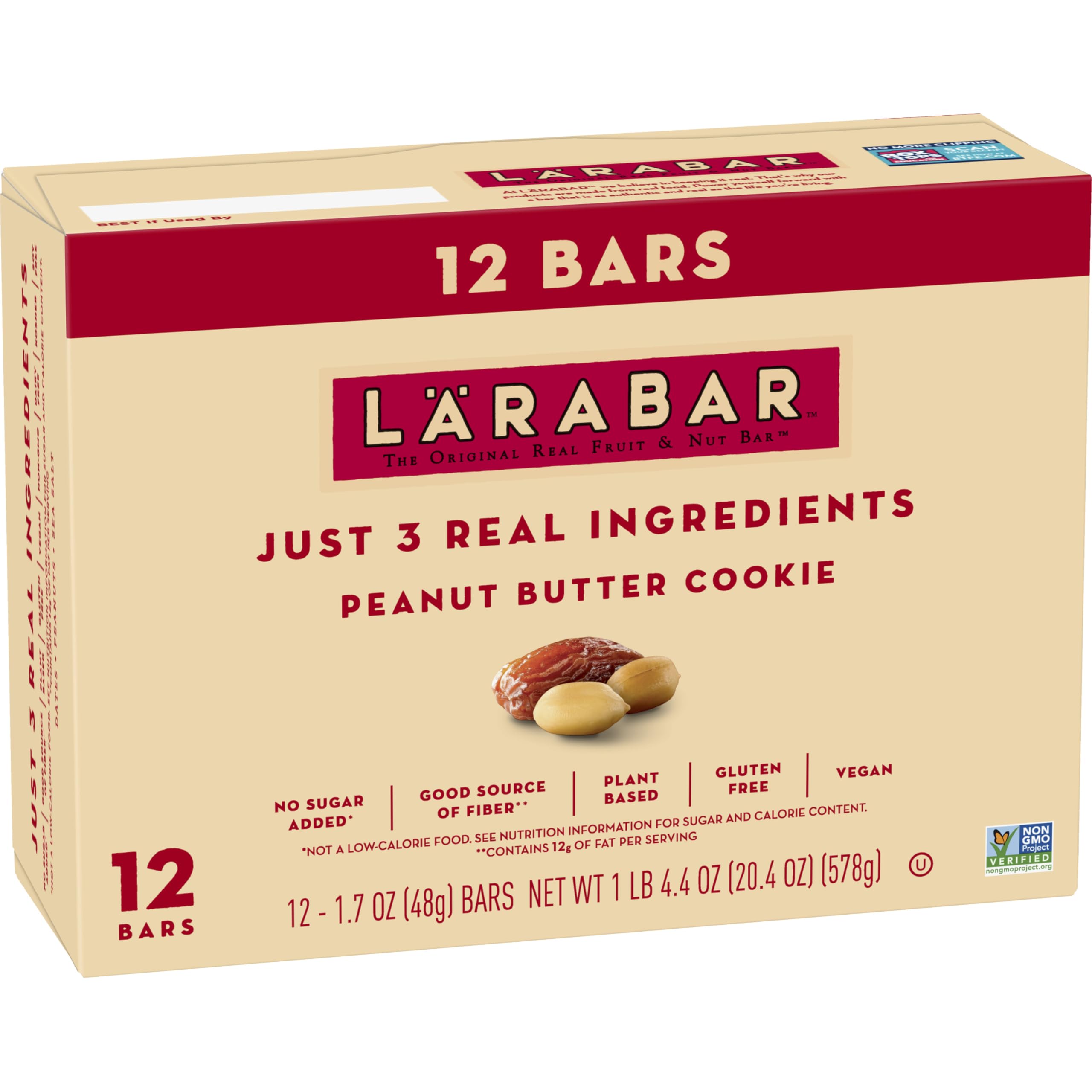 Larabar Peanut Butter Cookie, Gluten Free Vegan Fruit & Nut Bars, 12 ct
