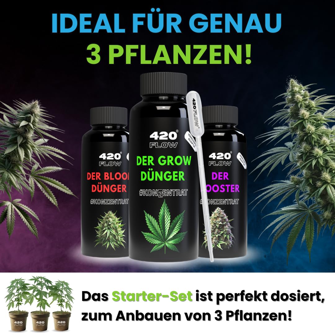 Cannabis Dünger-Set: Grow, Bloom & Booster – Komplettset für Anfänger, stärkt Blätter, fördert prächtige Blüten & maximiert Geschmack, Einfach zu verwenden 3x(1000ml)