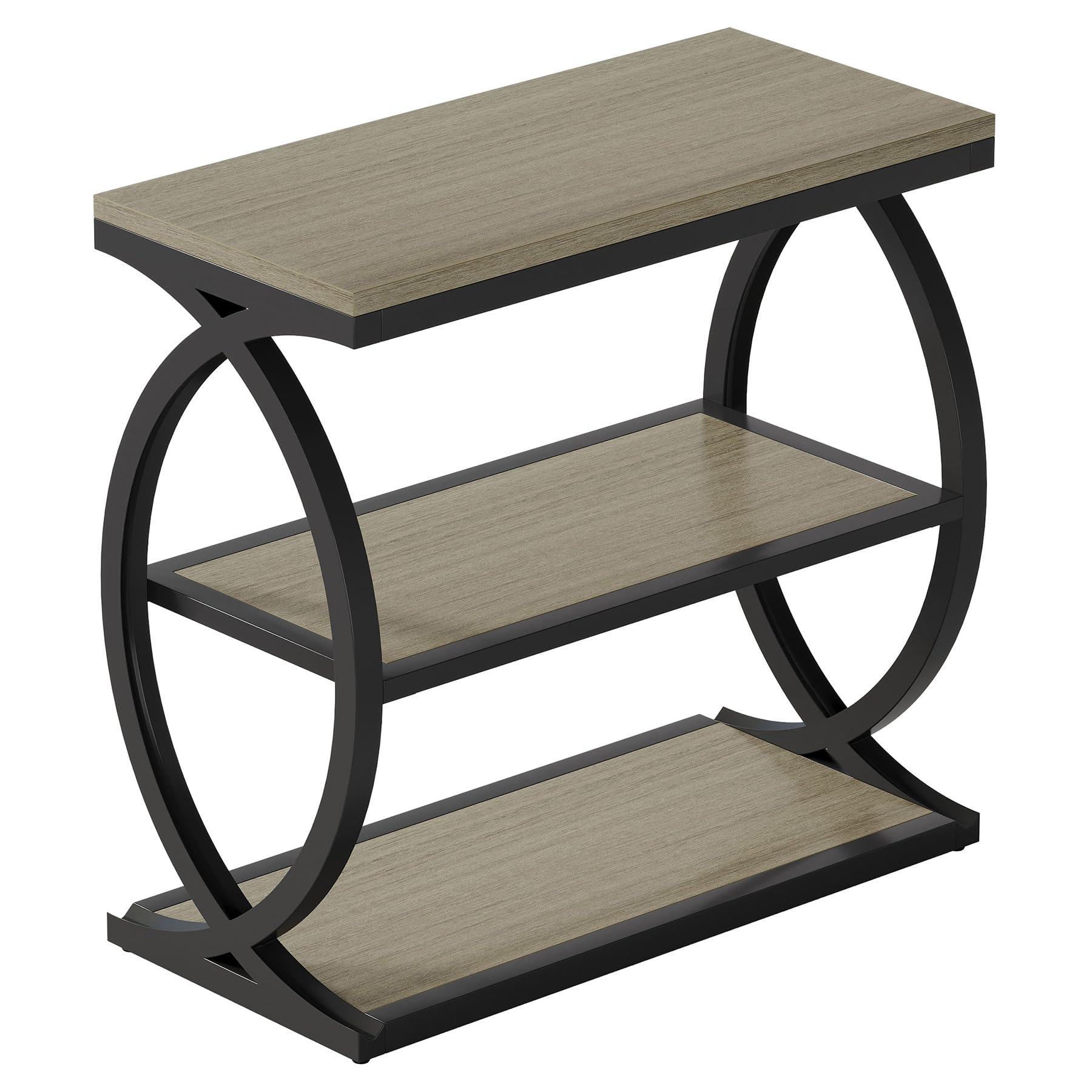 Tribesigns 3-Tier Narrow End Table, Side Table, Bedside Nightstand, Grey | Industrial Wooden with Metal Frame, For Living Room Bedroom, Small Spaces