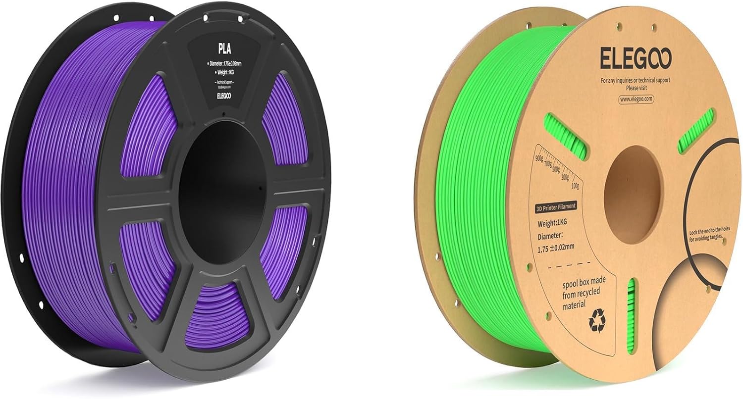 PLA Filament Purple 1KG & PLA Plus Filament Neon Green 1KG