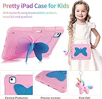 Vista 3 de Funda para iPad Air de 5ª/4ª generación con protector de pantalla, funda para iPad Pro de 11 pulgadas, correa de soporte de mariposa, lindas