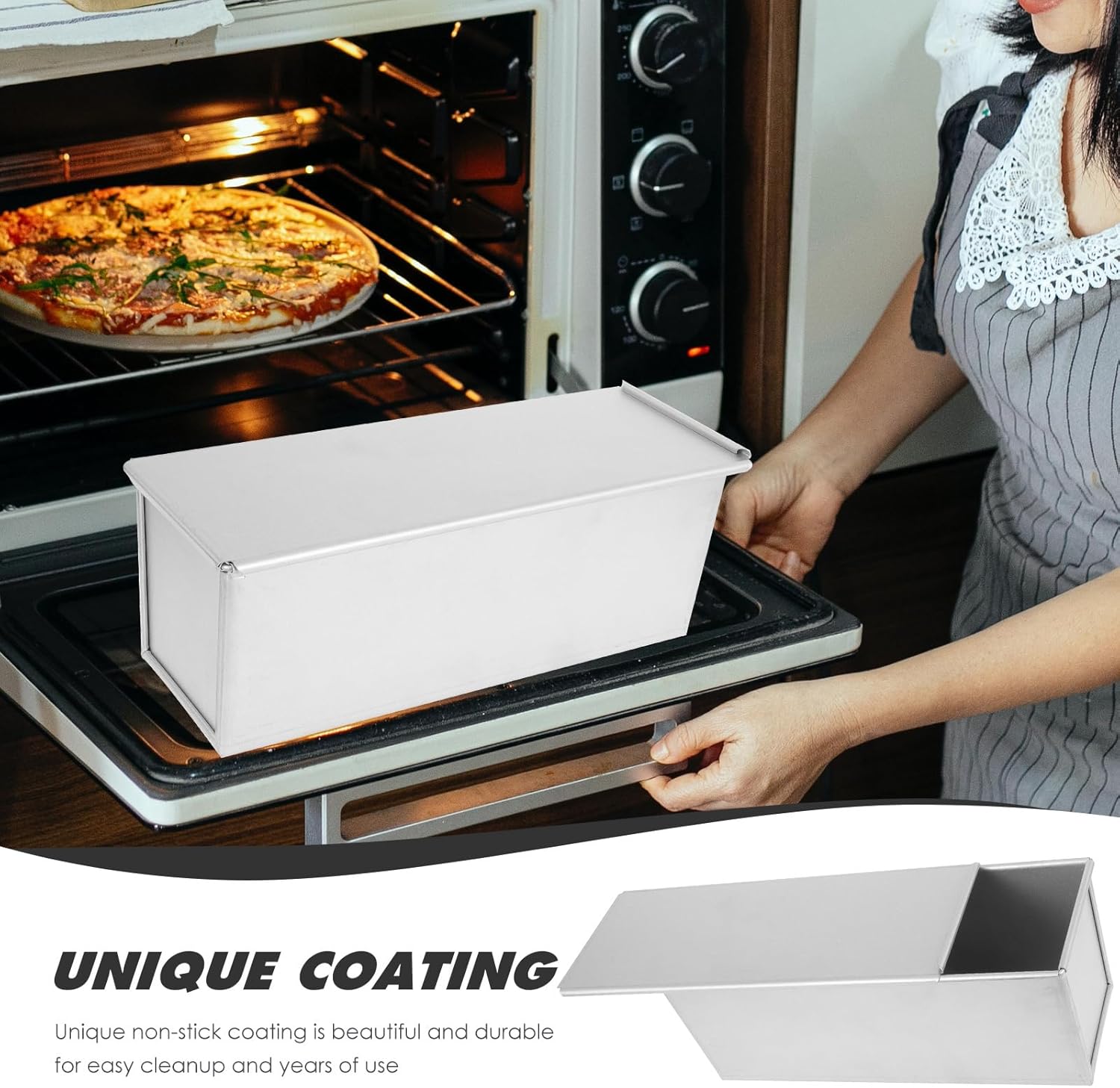 Luxshiny Non-Stick Toast Mold Bread Pan 12.59X4.72X4.52In Aluminum Loaf Baking Mold with Ventilated Bottom for Home Kitchen Bakery Use - Image 4