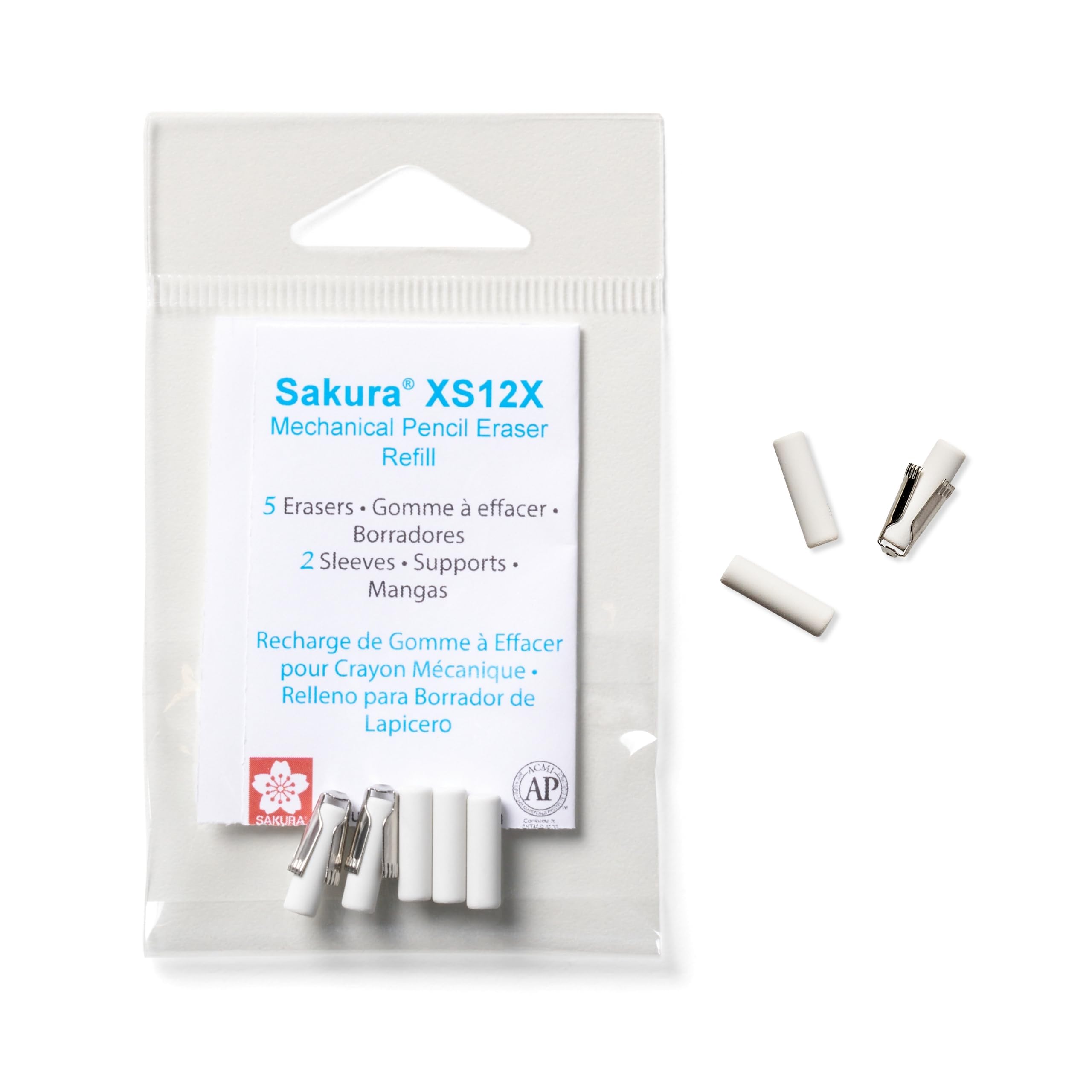 5 Refill Erasers with 2 Eraser Holders for XS Series Pencils 50249