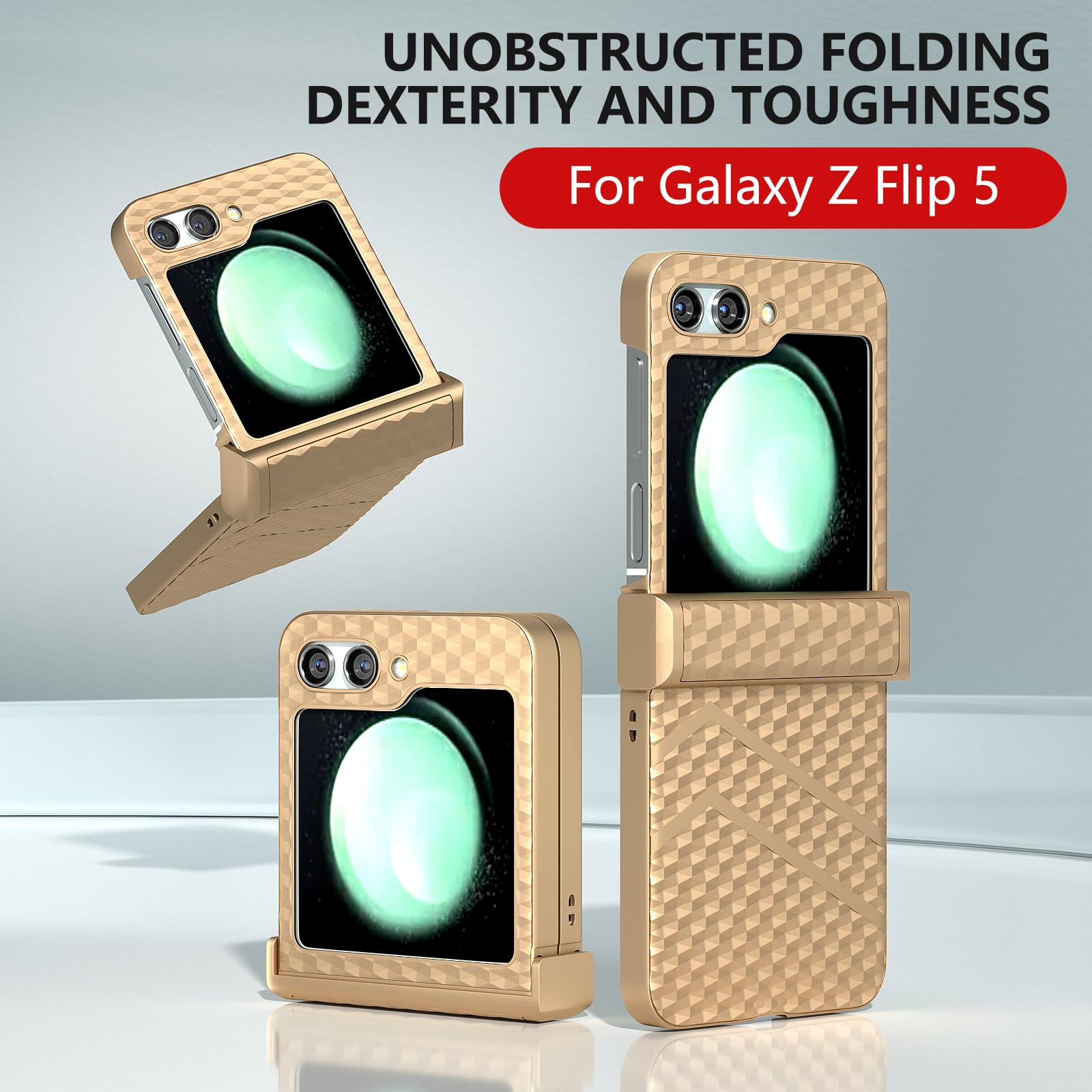 Custodia per Flip5 Cover Ultra Thin + Hinge + Wave Pattern,Skin Feel Case Bumper Slim Custodie per Samsung Galaxy Z Flip5(3)