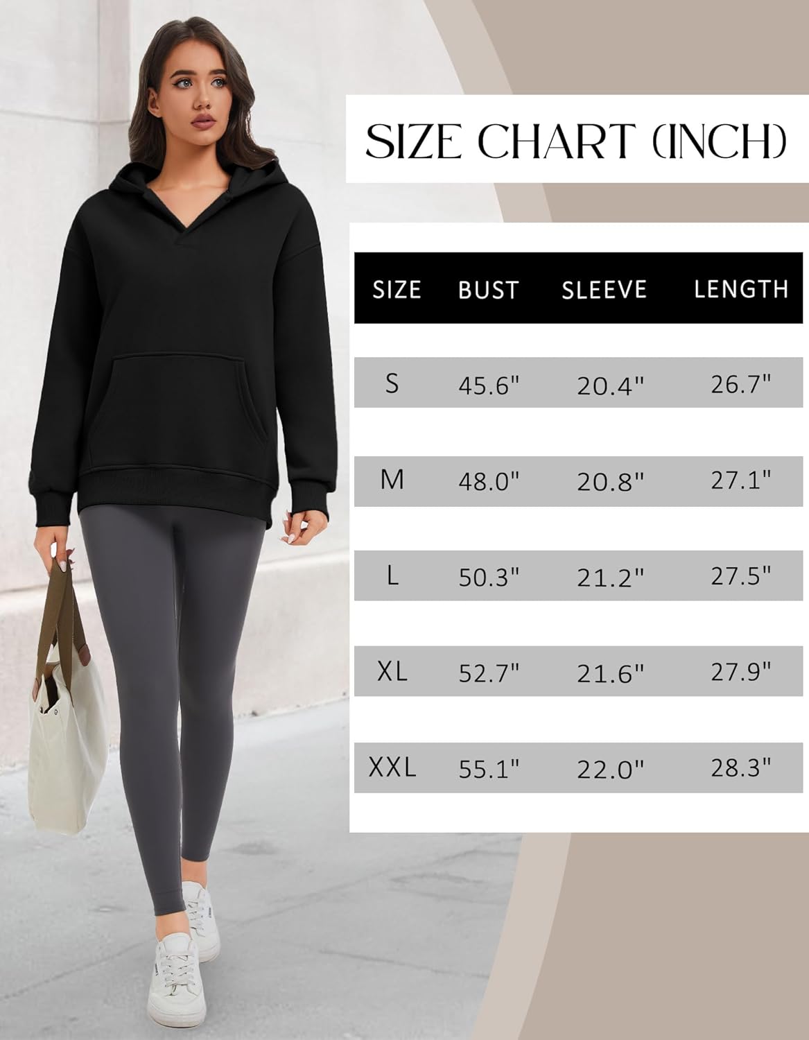 Womens Oversized Hoodies Casual Fleece Pullover V Neck Sweatshirt with Thumb Holes Fall Winter Trendy Top - Image 7