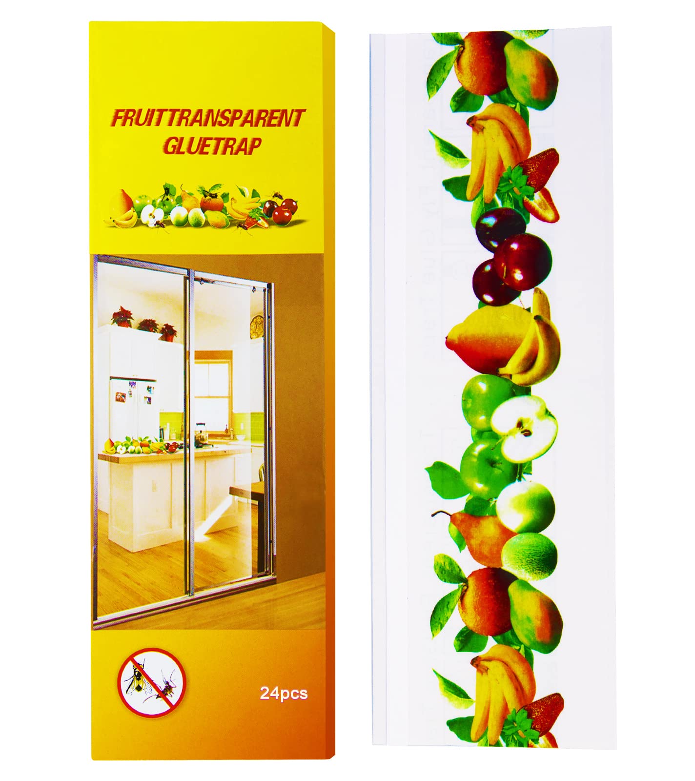 Stingmon 24 Packs Fly Clear Window Fly Traps Paper Killer, Fruit Fly Tape Trap for Indoor, Sticky Fly Strips Catcher Indoors for Flies/Gnats