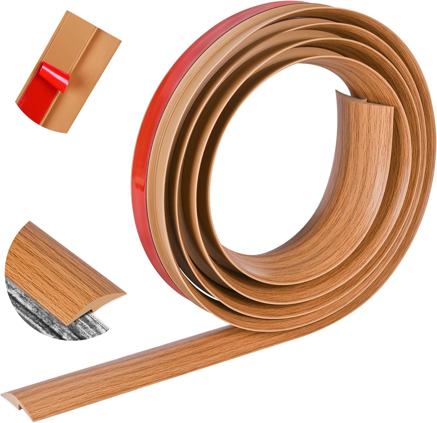 ToLanbbt 3.3Ft Floor Transition Strip Self Adhesive Carpet to Tile Floor Edging Trim PVC Threshold Strips, Peel and Stick Floor Joining Strip for Threshold Height Less Than 5mm (Light Brown Coffee)