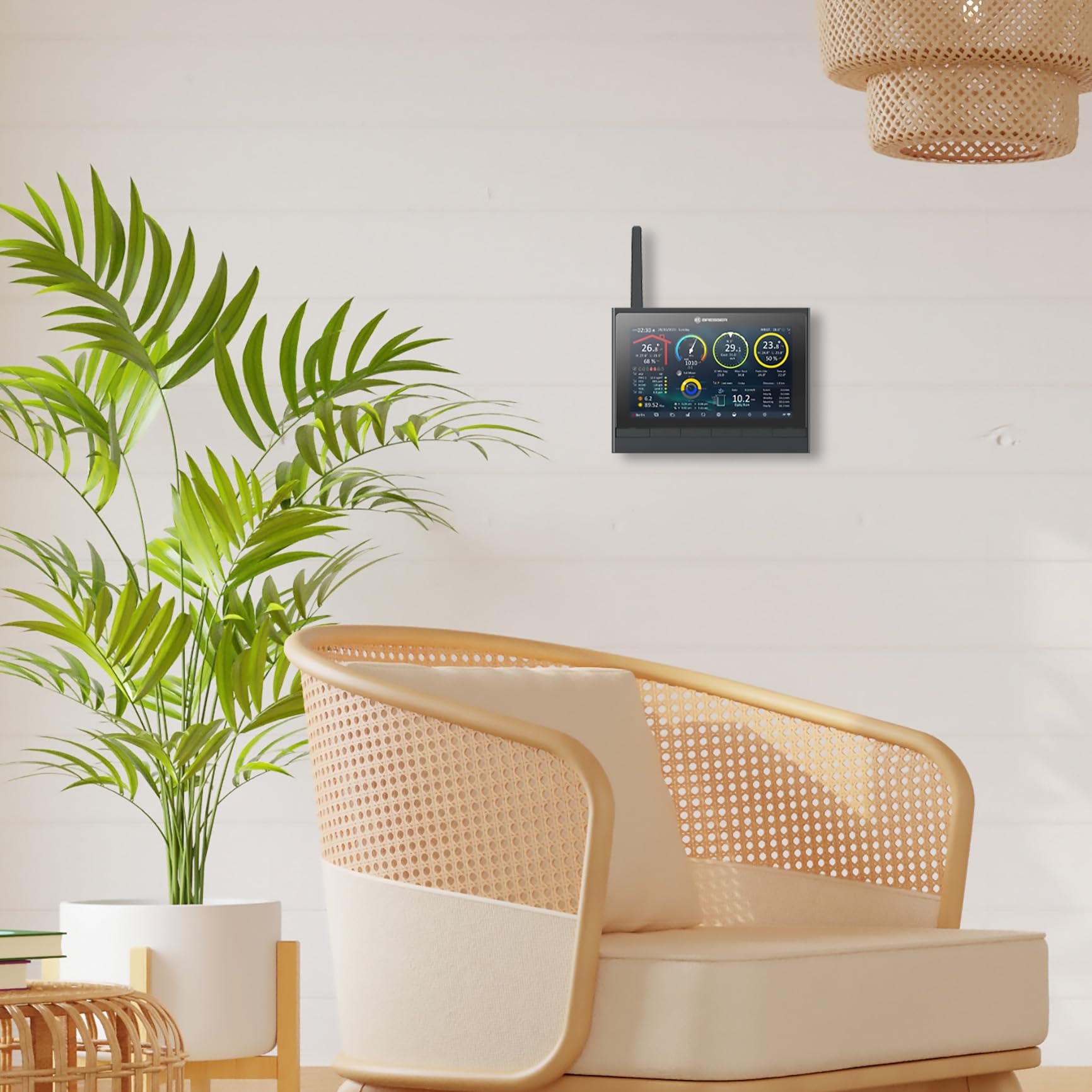 Bresser 9-in-1 MeteoChamp HD WLAN-Wetterstation mit solarbetriebenem Multisensor, Luftqualitätsanzeige, Hitzestress-Index, Datenspeicher | Innentemperatur und Außentemperatur, Luftfeuchtigkeit, Regenmesser, Windmesser, 14 Tage Wettervorhersage, App, WBGT