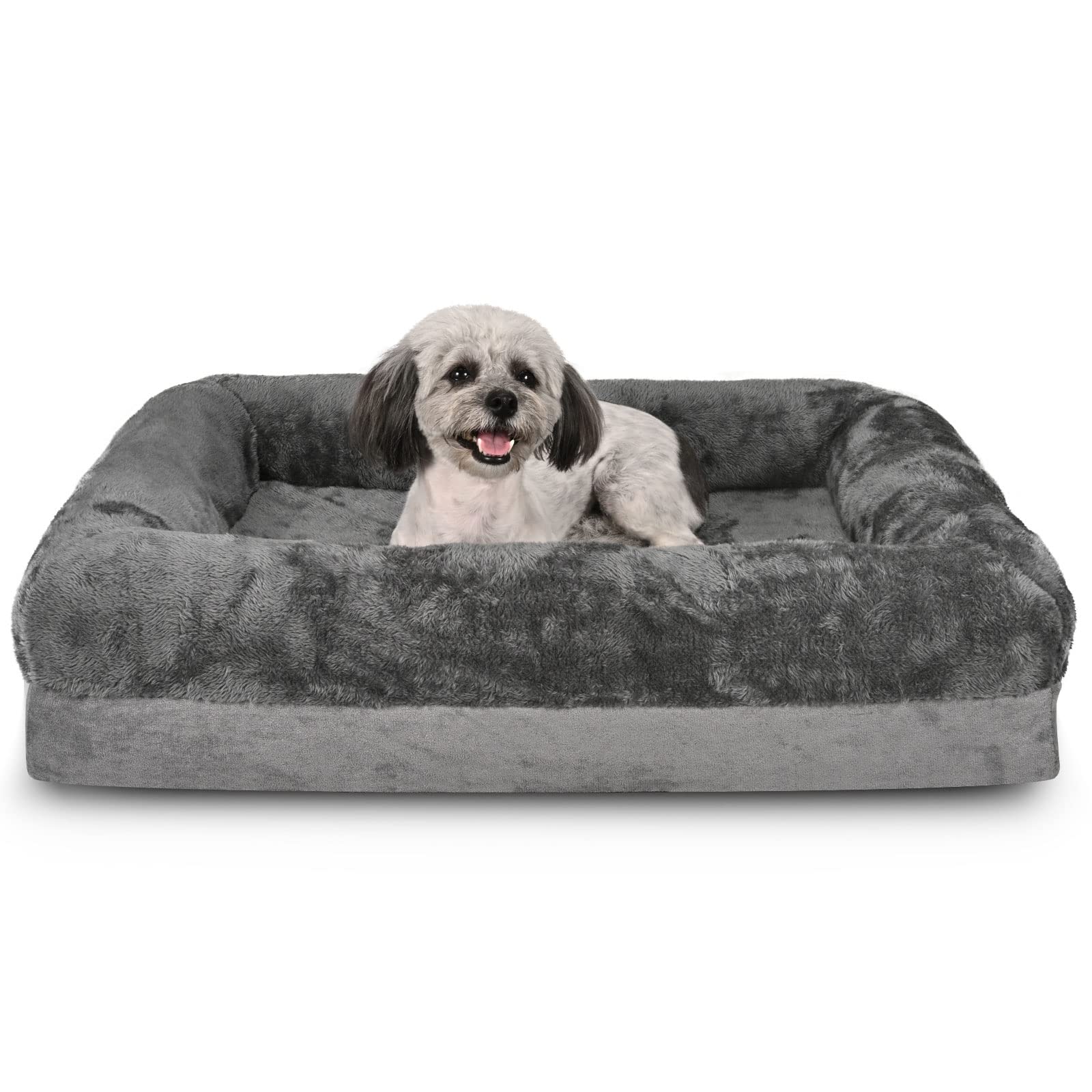 Photo 1 of *STOCK PHOTO FOR REFERENCE ONLY* Midrising Orthopedic Dog Bed for Large Dogs, Waterproof Dog Foam Sofa Bolster Bed with Removable Cover, 30 x22 inch