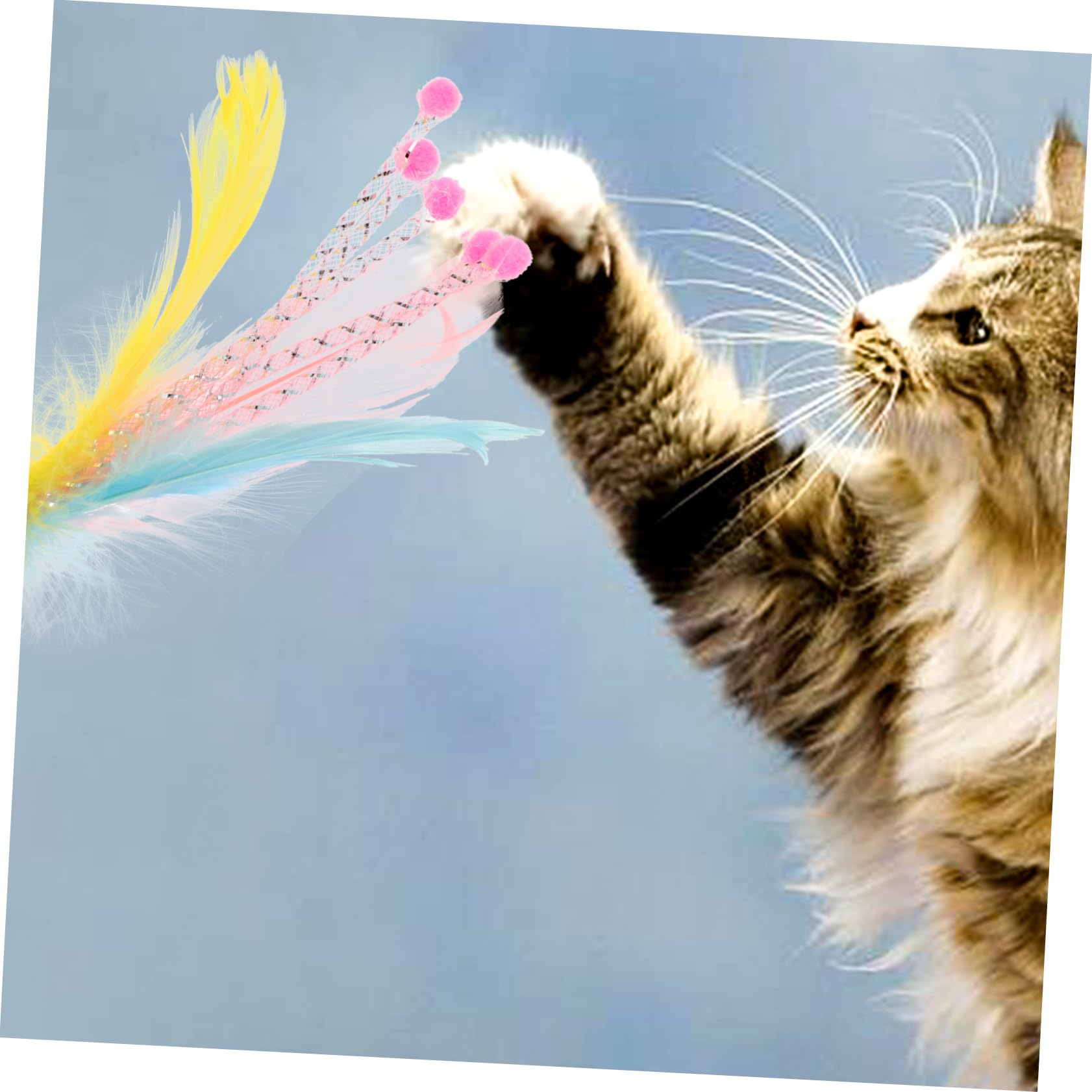 Kisangel 32pièces Jouets pour Chats avec Plumes Accessoires Interactifs pour Chats Intérieur Canne à Remplaçable pour Amusement Et Exercice