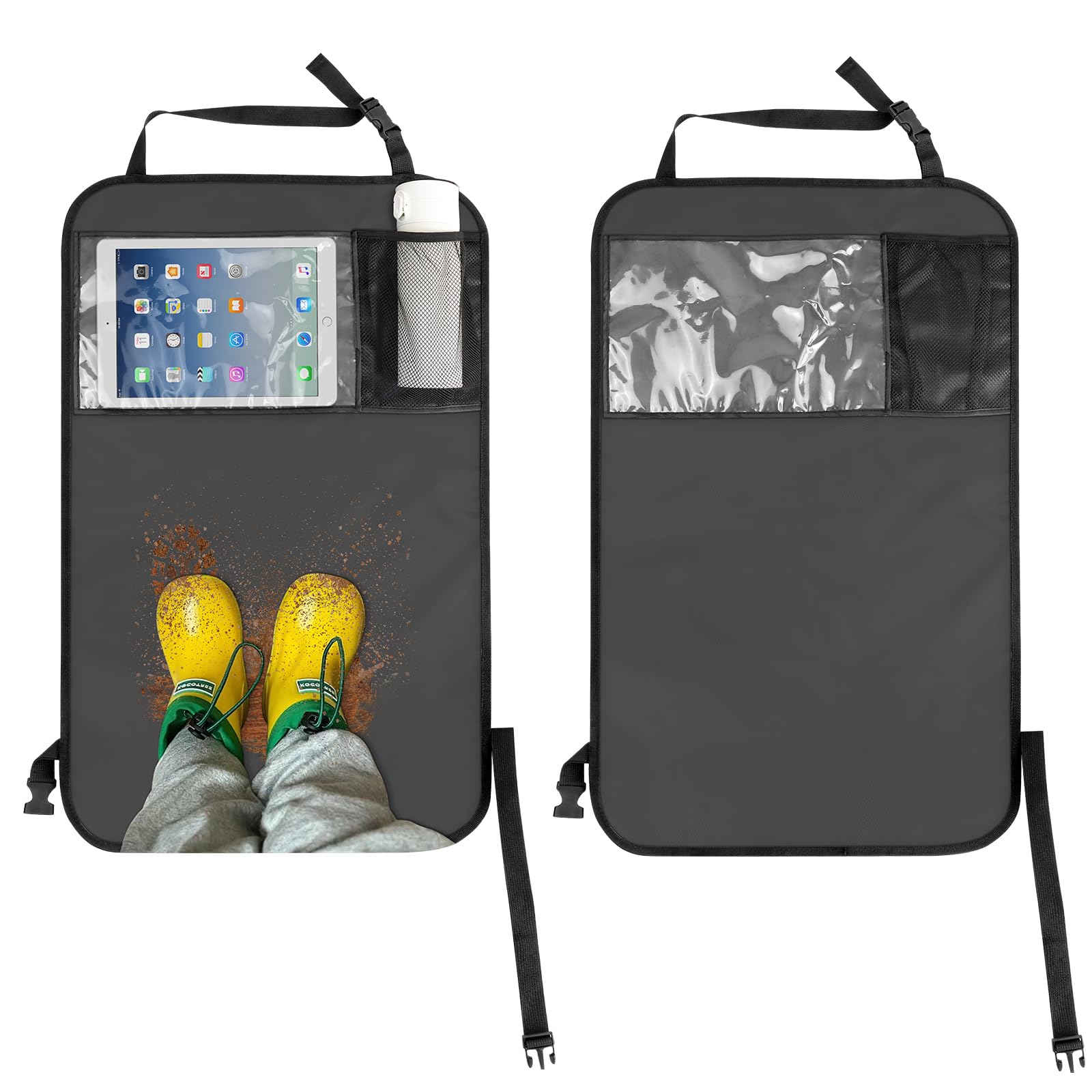 DUDSOEHO Auto Rückenlehnenschutz Kinder 2 Stück – 600D Oxford Schutz Wasserdichter Rücksitzschoner mit Tasche, Kickmatte für Vordersitz Rückseite