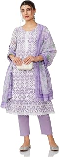 Amazon Brand - Myx Women's Chikankari A-Line Kurta Pant Set with Dupatta (Available in Plus Sizes) Organza Price In India