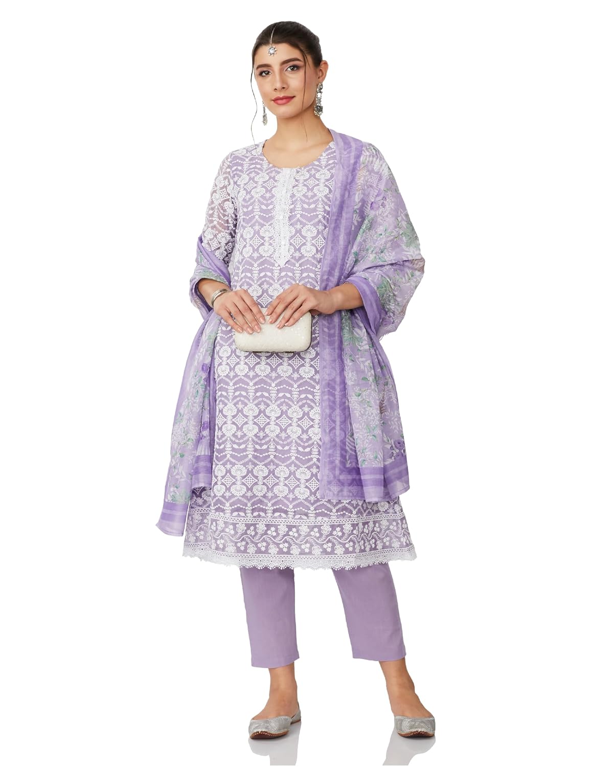 Amazon Brand - Myx Women's Chikankari A-Line Kurta Pant Set with Dupatta (Available in Plus Sizes) Organza - Review, Price and Buying Guide