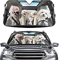 Vista 10 de GENANY Parasol Divertido para Parabrisas de Pareja de Perros Golden Retriever Lindos para Coche SUV Camión (55x30 Pulgadas), Parasol
