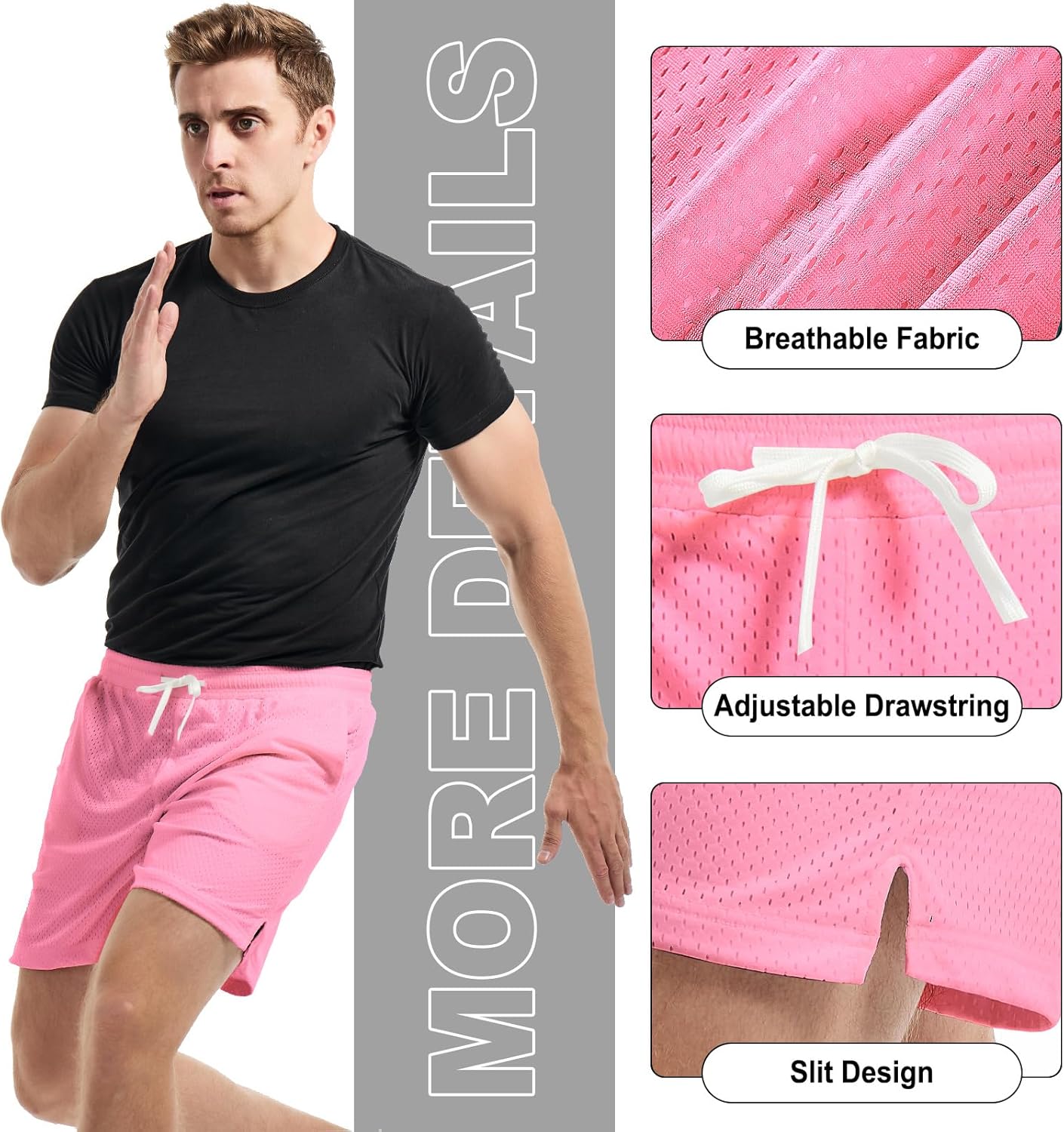 AIMPACT Mens Mesh Shorts Breathable Double Layer Fabric 6 Inch Basketball Sportswear Lounge Shorts